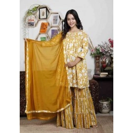 Cotton Kurti Sarara With Dupatta