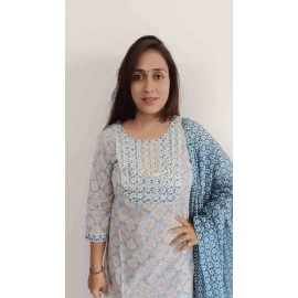 Cotton kurti pant with dupatta 