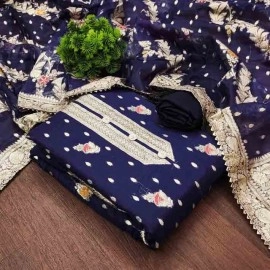 Fancy Chanderi Fancy Jacquard Dress Material