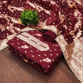 Fancy Chanderi Fancy Jacquard Dress Material