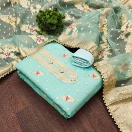 Fancy Chanderi Fancy Jacquard Dress Material