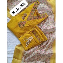 designer handworked v neck kurti pants and dupatta
