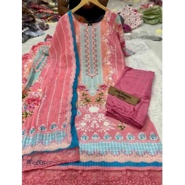 Designer Printed Muslin Kurti with Pant and Dupatta set