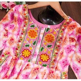 Muslin Cotton Embroidery Kurti with Palazzo Set