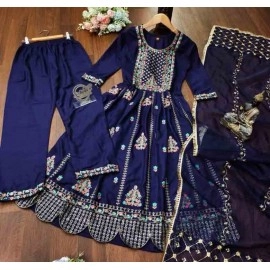 Embroidered Gown + Palazzo with Dupatta Set